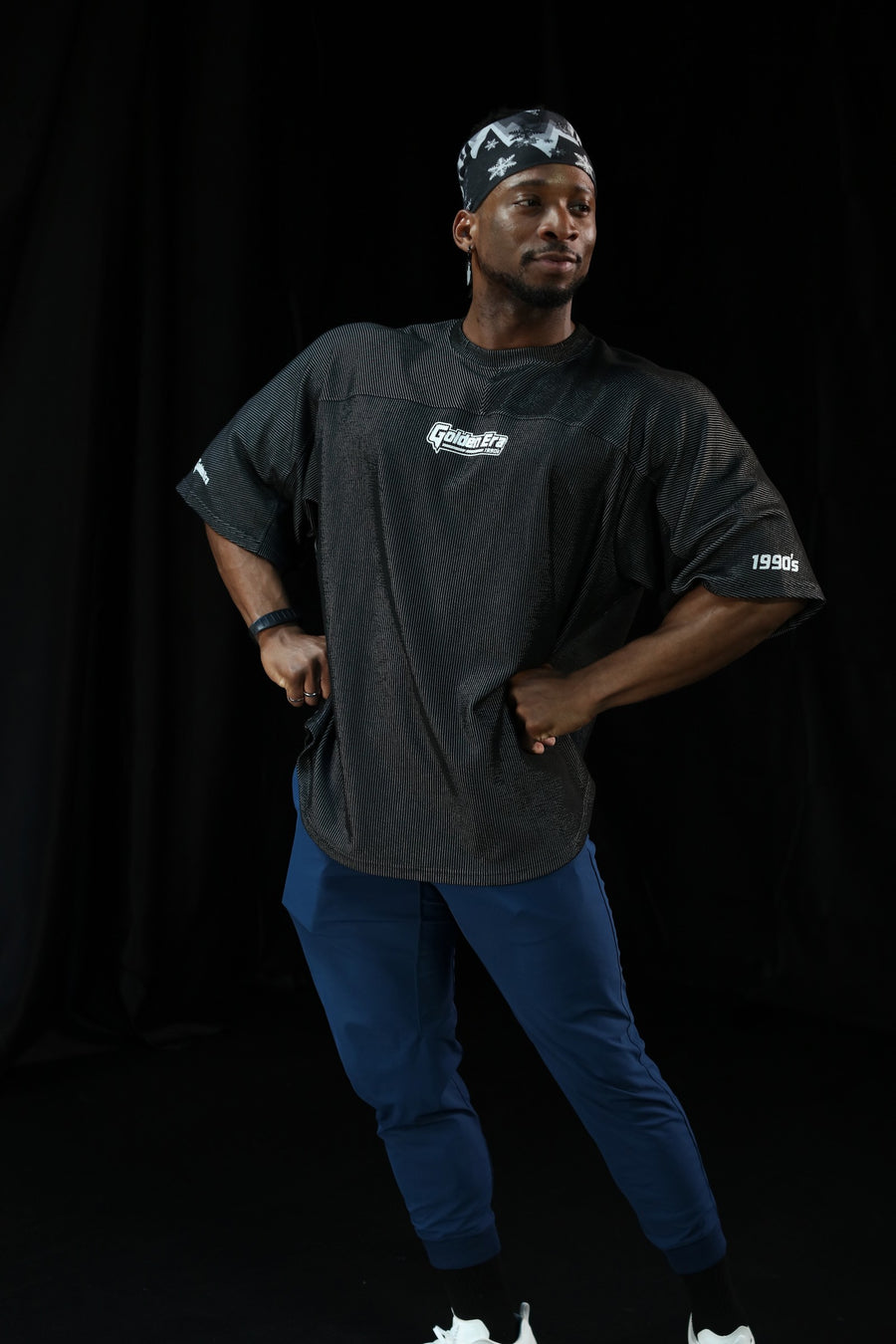Golden Era Classic Waffle Rag Top in Charcoal Black, front