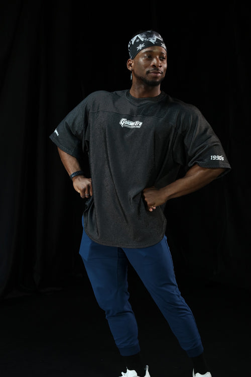 Golden Era Classic Waffle Rag Top in Charcoal Black, front