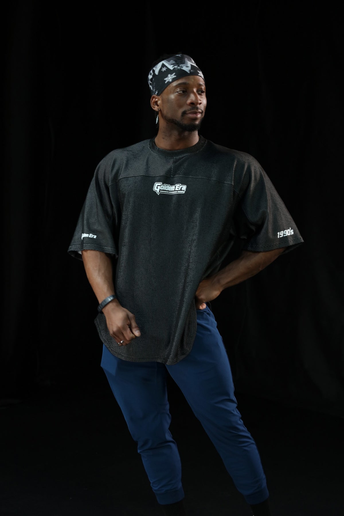 Waffle Rag Top in Charcoal Black, three-quarter view