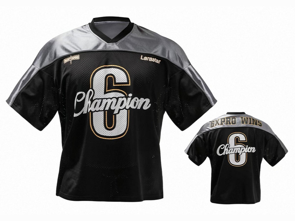 6X Pro Wins Champion athlete edition jersey for Chen Kang Branch in black and grey, front and back