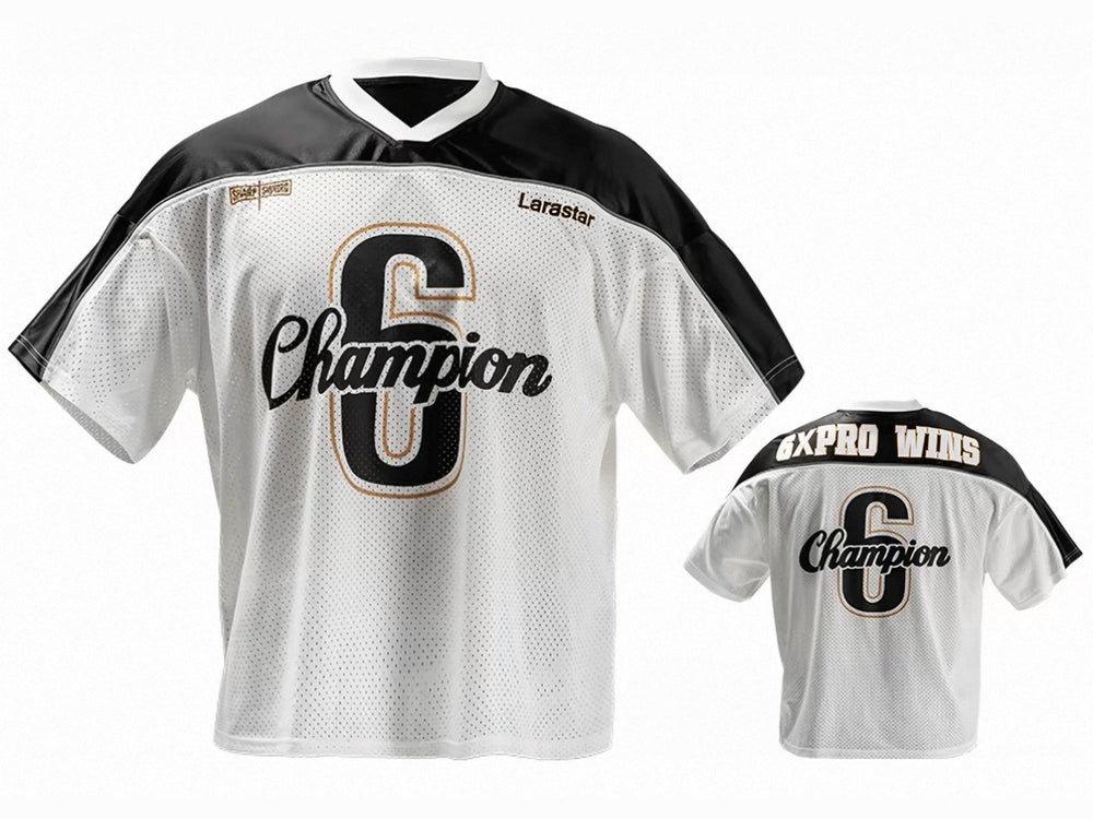 6X Pro Wins Champion athlete edition jersey for Chen Kang Branch in white and black, front and back