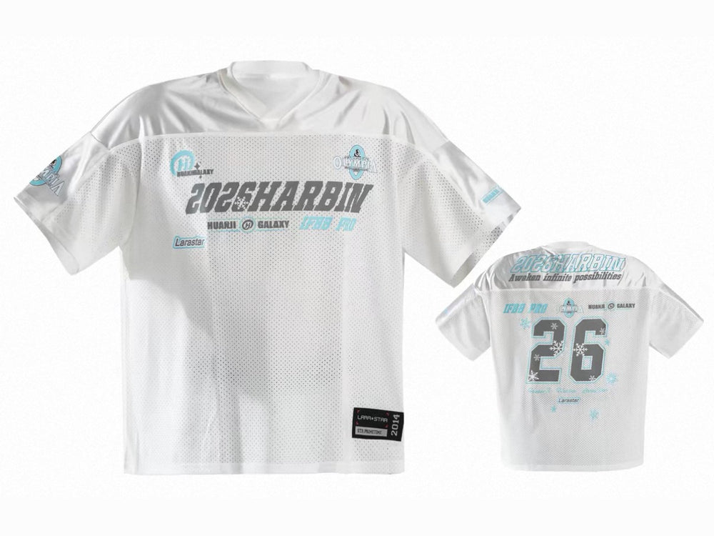 Huanji Harbin China Pro 2026 show jersey in white and light blue, front and back