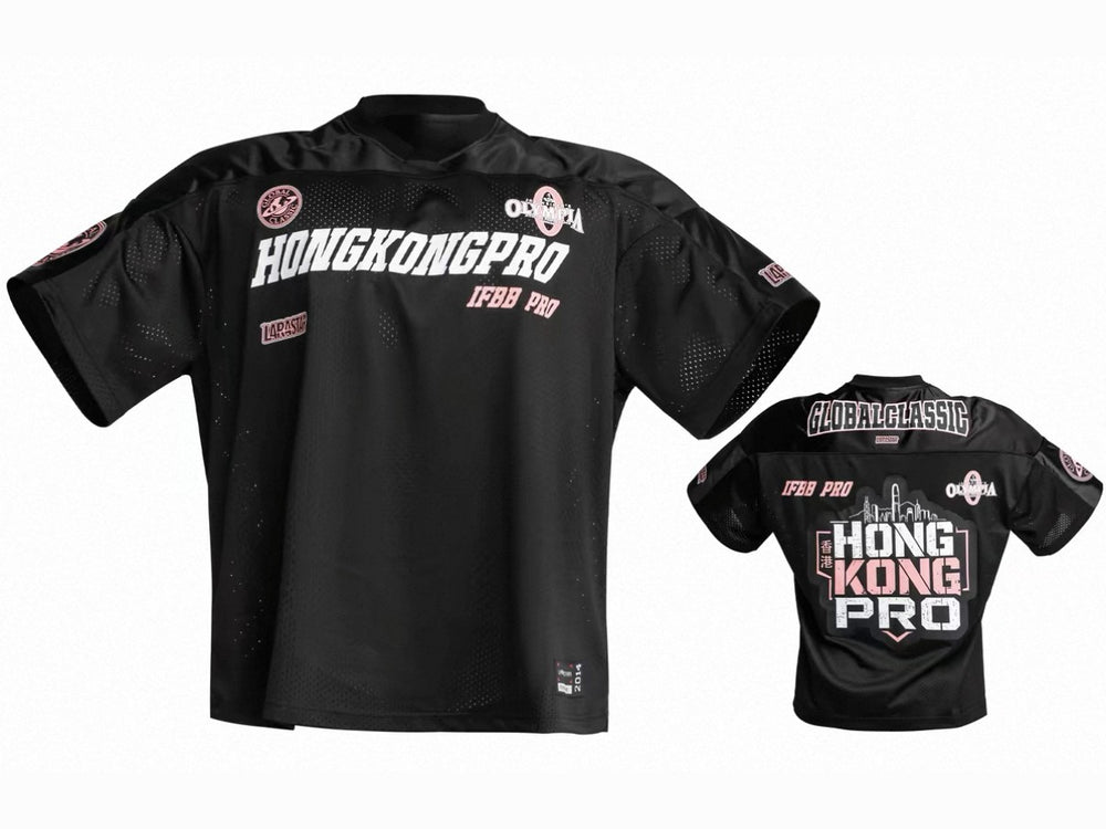 Hong Kong Pro Show 2026 jersey in black and pink, front and back