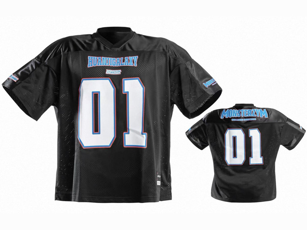 World of Monsterzym Korea Pro 2026 show jersey in black and blue, front and back