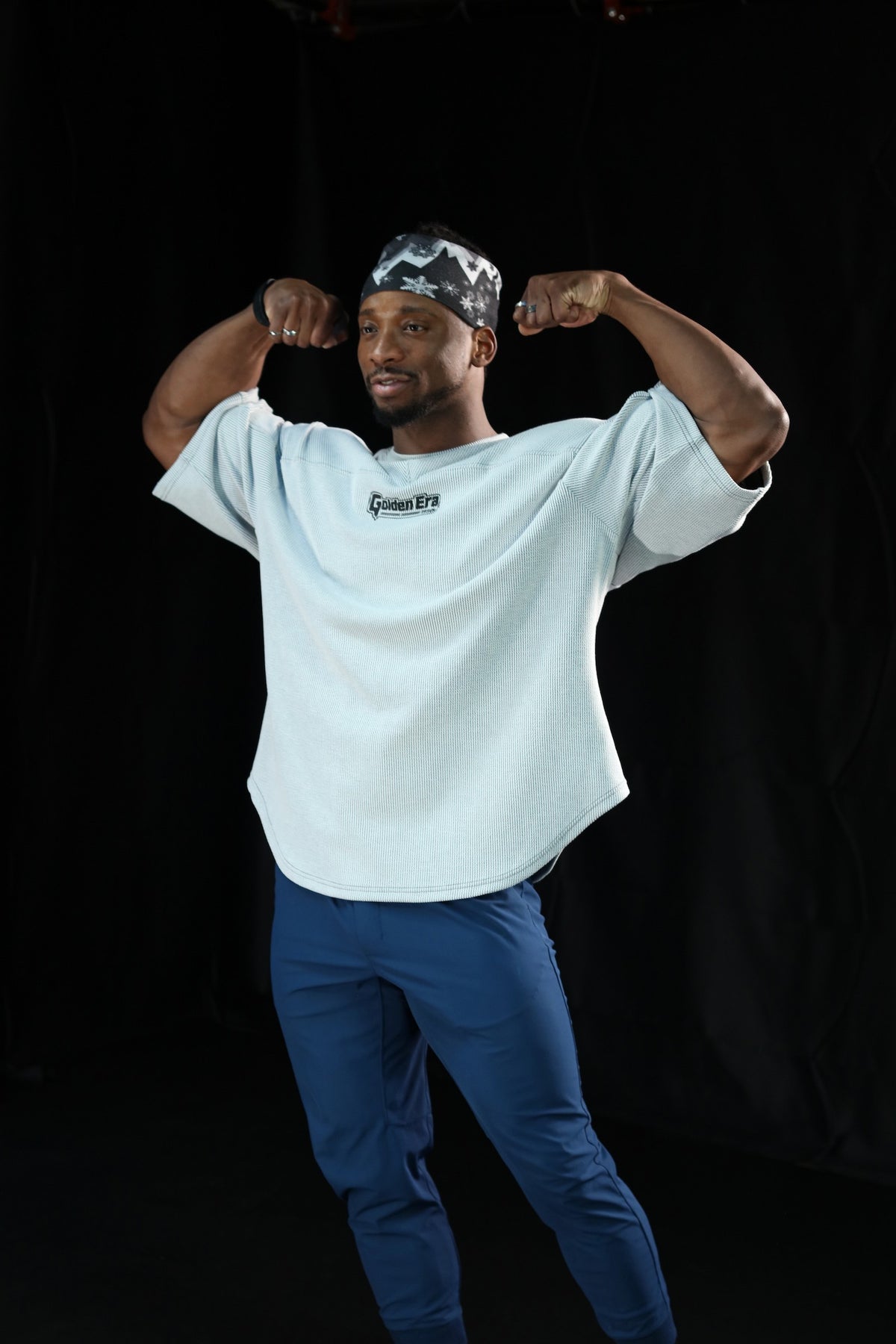 Waffle Rag Top in Storm Grey, front double biceps